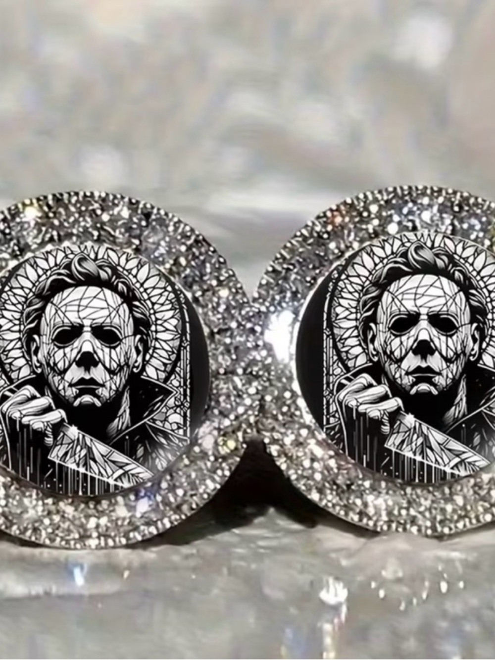 New Iced Out Halloween Michael
Myers Earrings Jewelry Hip Hop
Horror Knife Gift